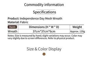 Tableau de spécifications détaillé pour la couronne de l'Indépendance de 37cm