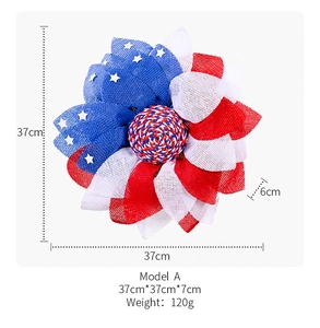 Detailed size specifications for American flag themed patriotic holiday wreath decoration