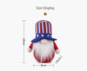 Size details of patriotic US Independence Day gnome with stars and stripes hat