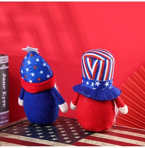 Detail of USA Independence Day faceless gnomes with patriotic stars and stripes design