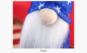 Detailed macro view of American Independence Day gnome with star hat and thick white beard