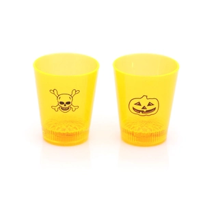 Halloween LED glowing cups set with pumpkin and skull prints for party atmosphere