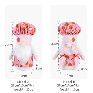 Strawberry gnome plush chef dolls with pink hats and aprons for home decoration