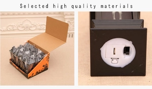 Dettaglio della lanterna di Halloween che mostra il vano batteria e l'interruttore base