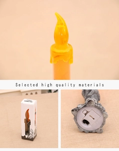 Detail view of Halloween flameless candle with spooky orange glow and decorative packaging