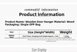 Detailed size chart for the wooden Christmas door hanging showing 10x24cm dimensions