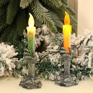 Halloween Ghost Hand LED Electronic Candle Light Spooky Skeleton Hand Holder For Party Decoration Gothic Atmosphere Light