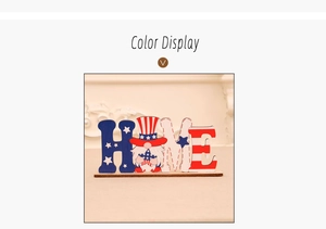 Détail de l'ornement DIY en bois HOME avec gnome drapeau US pour déco du 4 juillet
