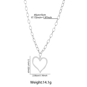 Tableau des tailles du collier pendentif cœur irrégulier avec chaîne de 45cm plus 5cm