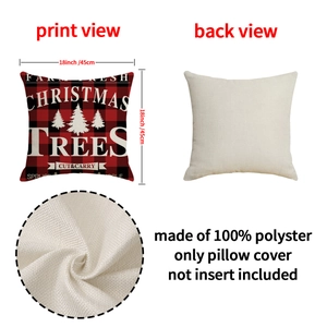 Housse de coussin Noël à carreaux rouges et noirs 45x45 cm taie d'oreiller polyester
