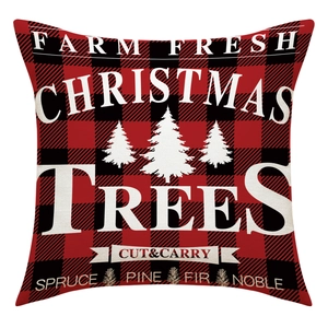 Détail de la texture du tissu de la housse de coussin de Noël en motif Buffalo Plaid
