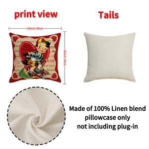 European vintage linen Valentine pillowcase with 18x18 inch floral letter print