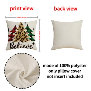 Christmas Believe pillow cover with three decorative trees on breathable linen texture fabric