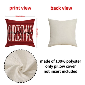 Christmas snowflake letter pillow cover with red stripes, size 18 inches, no insert