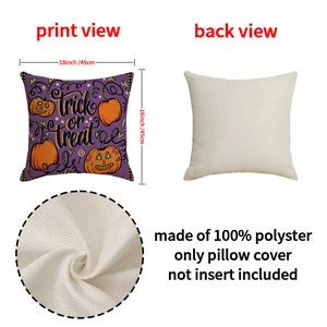 Federa cuscino Halloween Trick or Treat 45cm viola con dettagli sul retro e tessuto