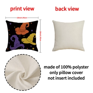 Housse de coussin Halloween chapeau de sorcier 45x45 cm en polyester résistant