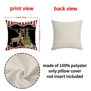 Cartoon Christmas pillowcase set 18x18 inch featuring deer and tree prints with solid back