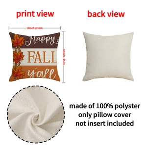 Herbst-Kissenbezug aus Leinen mit Happy FALL y'all Aufdruck und Ahornblatt-Design