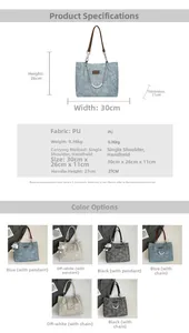 Detailed dimension chart and interior capacity view for floral patterned tote bag