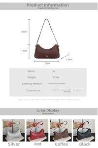 Detailed dimensions and color options for the lychee pattern PU underarm shoulder bag