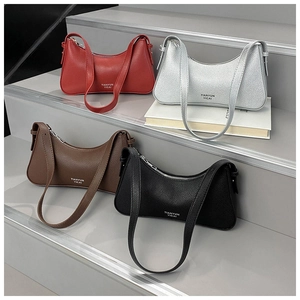 Litchi texture leather underarm bags in four colors: red, silver, coffee, and black