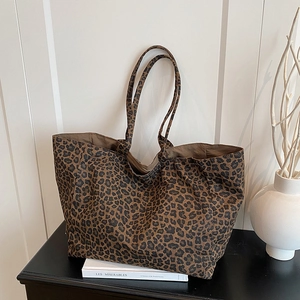 Women Leopard Print Tote Bag Large Capacity Composite Fabric Shoulder Shopping Bag Street Fashion Casual Handbag