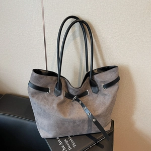 Large Capacity Suede Tote Bag For Women Minimalist Solid Color Shoulder Bag Magnetic Buckle Commuter Casual Fashion Handbag