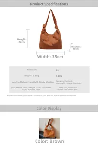 Spécifications détaillées des dimensions du sac fourre-tout marron en PU ajouré