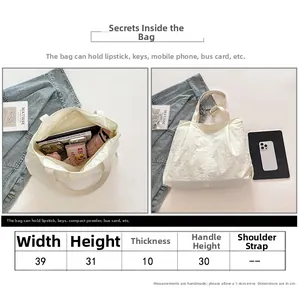 Size chart and capacity overview for canvas tote bag with 39x31x10cm dimensions