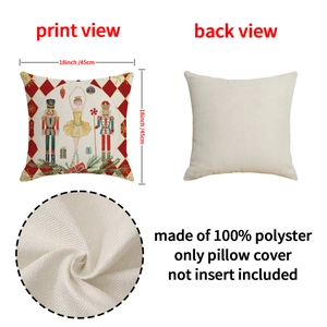 Christmas nutcracker and ballerina cushion cover with red diamond pattern 18x18 inch