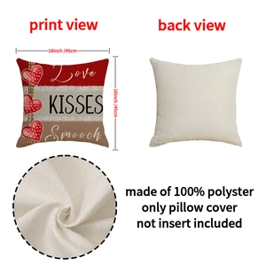 Valentine's Day car print throw pillow case 18x18 inch breathable linen cushion cover