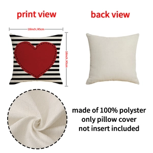 Funda de cojín corazón rojo con rayas negras para decoración de San Valentín