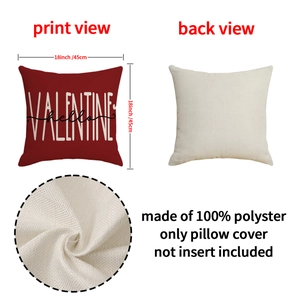 Valentine's Day red cushion cover with hello text on 45x45cm polyester linen fabric