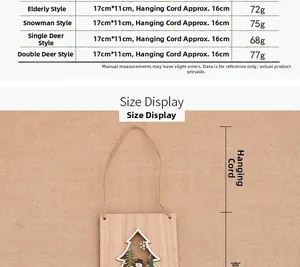 Specifiche dimensionali per targhe natalizie in legno con disegni di Babbo Natale e renne