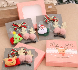 Coffret d'accessoires de Noël pour cheveux avec barrettes élan et boîte cadeau de luxe