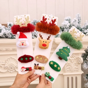 Christmas Hair Accessory Santa Claus Reindeer Tree Plush Hair Clip Scrunchie For Women Girls Holiday Party Jewelry Gift