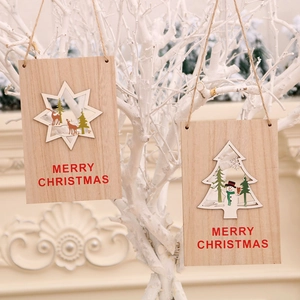 Cartello Appeso in Legno di Natale Merry Christmas Placca Porta Renna Pupazzo di Neve Babbo Natale Decorazione Albero Parete