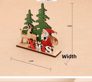 Detailed view showing length width and height dimensions of wood Christmas XMAS ornament