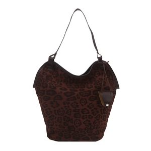 Retro leopard print hobo tote bag for women with brown shoulder strap and small charm