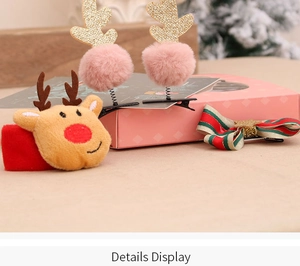 Détails du kit de pinces à cheveux de Noël avec bois de renne et nœuds festifs