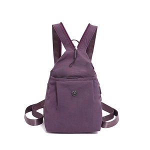 Waterproof purple nylon backpack for women with dual zipper and metal fashion logo