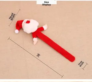 Detailed size specifications of the plush Santa Claus Christmas snap bracelet with dimensions