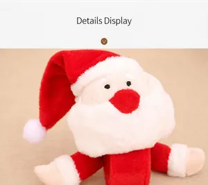Detail display of Santa Claus plush wristband with soft red fabric and embroidery