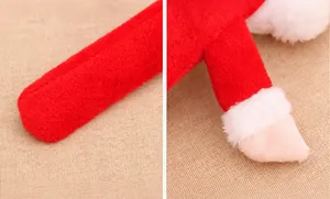 Detail of red plush Christmas slap bracelet showing soft fur texture and quality stitching