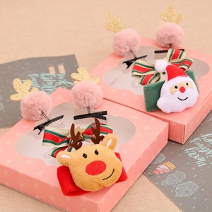 Coffret d'accessoires de Noël avec pinces à cheveux et élastiques Père Noël et renne