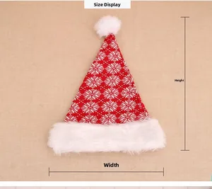 Detailed size specifications for the red knitted Christmas hat with pom pom