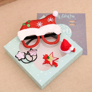 Festive Christmas accessory set including sequined glasses, hair clips and star hair ties