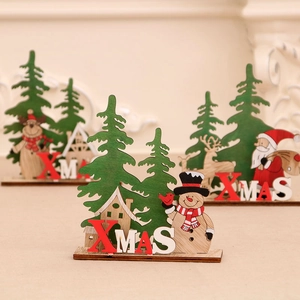 DIY wooden Christmas puzzle ornaments with Santa Claus and Reindeer for holiday table decor