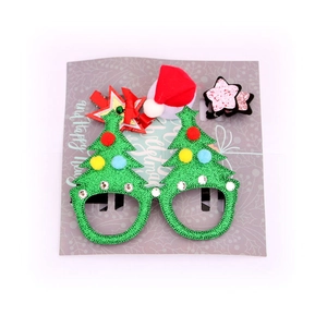 Christmas gift set featuring glitter tree glasses and festive themed hair clips for kids
