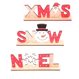Decorazioni natalizie in legno con scritte XMAS, SNOW e NOEL per tavolo festivo